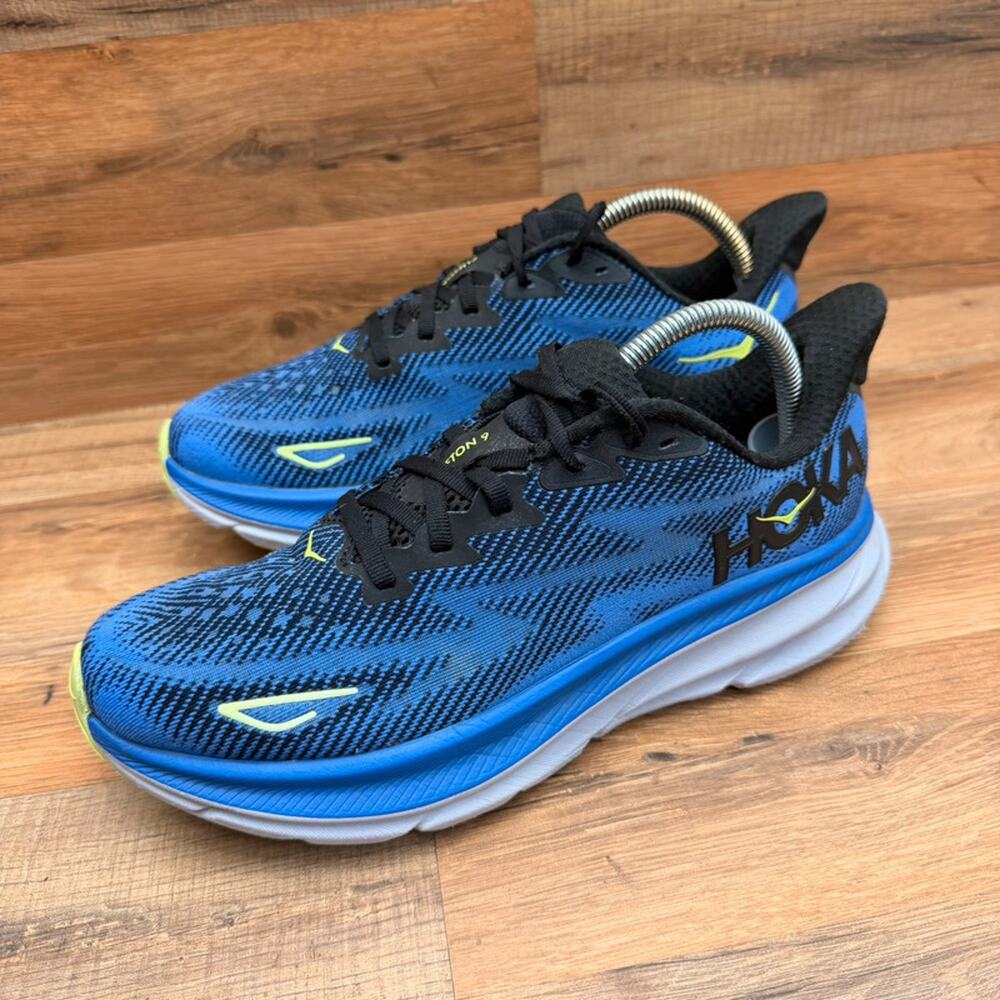 Hoka Clifton 9 Running Shoes Women Size 9.5 Blue Black Comfort Cushion Sneaker